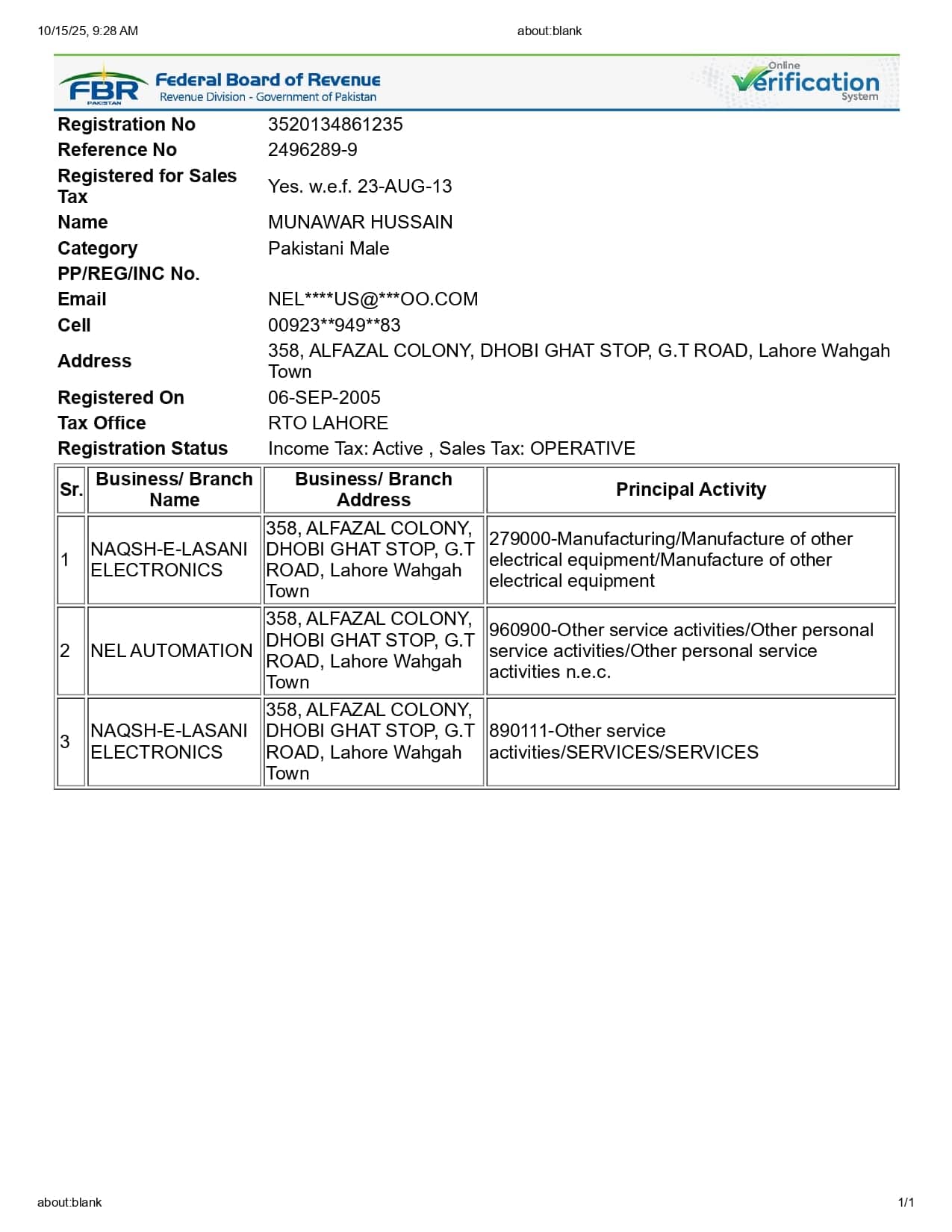 Federal Board of Revenue (FBR)