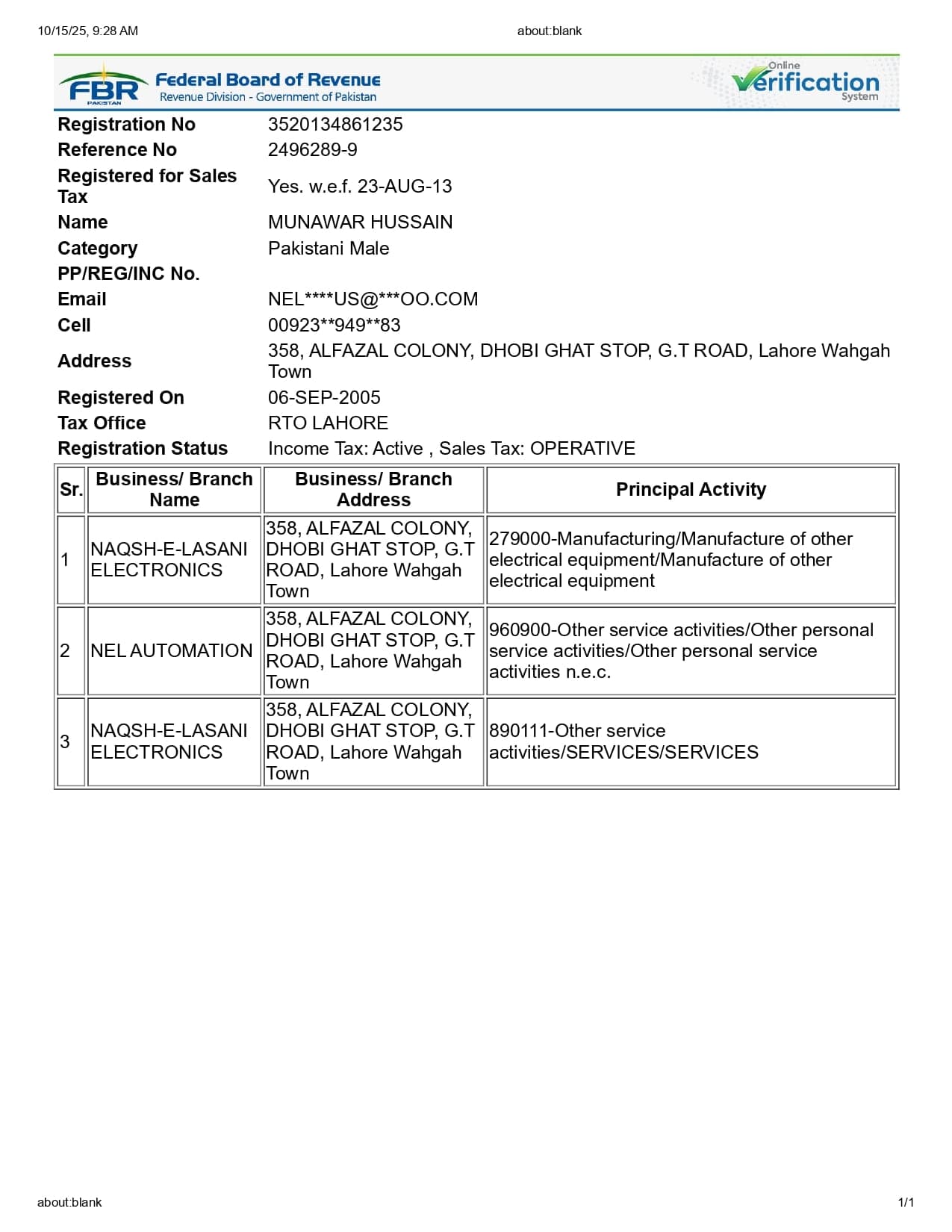 Federal Board of Revenue (FBR)